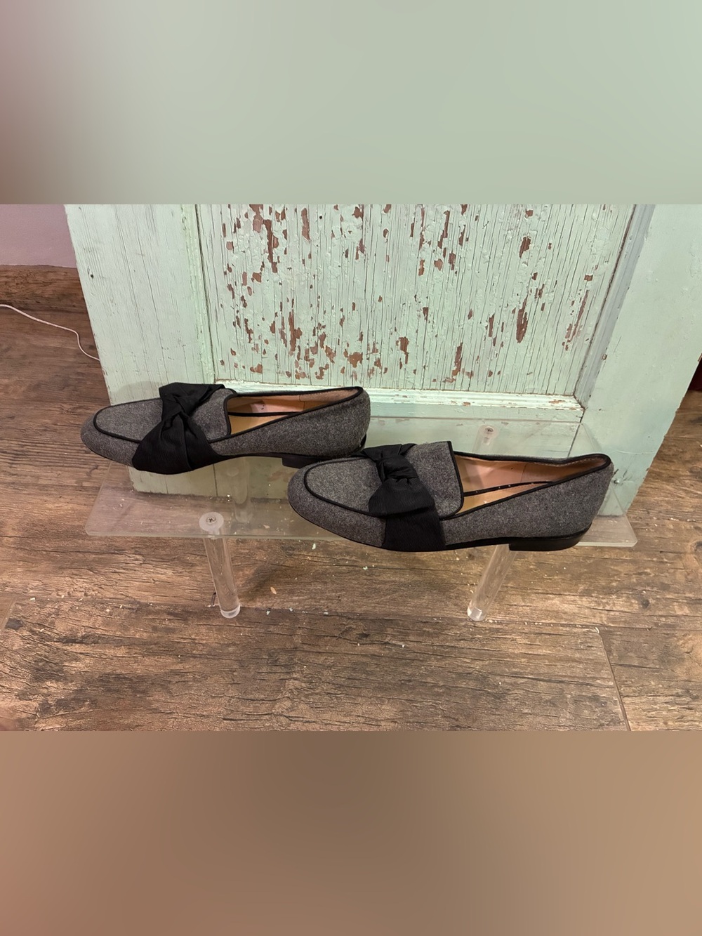 ANTONIO MELANI Gray Wool Bow Loafers - Picture 3 of 5